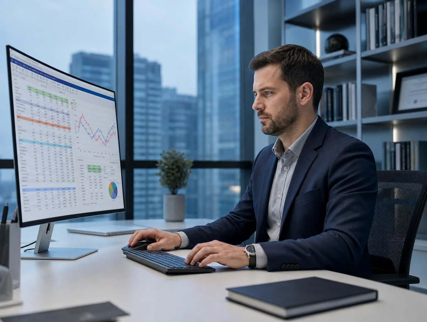 Professional reviewing individual tax documents