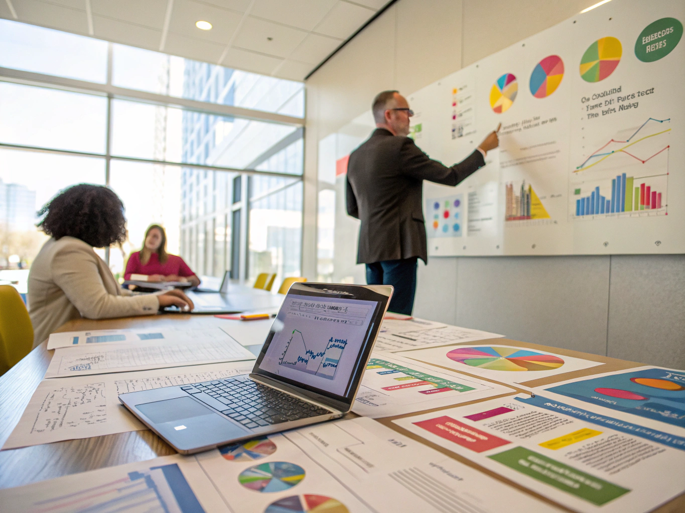 Strategic financial planning session with charts